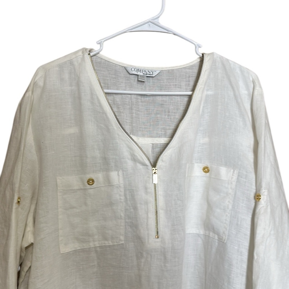 Ellen Tracy Roll up sleeve 100% Linen Shirt Color
Chalk XXL - Picture 5 of 10